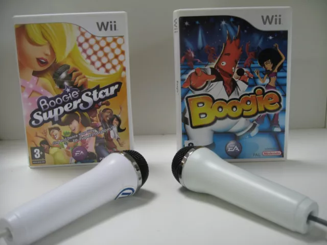 Wii BOOGIE Karaoke Ultimate mics BUNDLE 80 SONG + DANCE +2 MICROPHONES superstar
