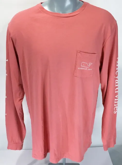 VINEYARD VINES L Large Long Sleeve T-Shirt Tee Pink Coral - Bethany Beach