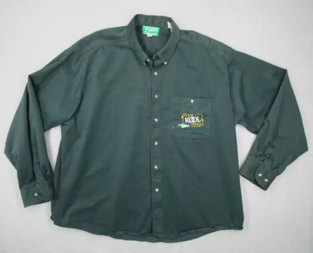 Vintage KOOL Shirt Mens 2XL XXL Green Button Up Team Green Racing Made in Canada