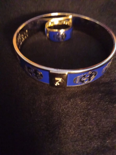 Alexander McQueen 2 Piece Skull Blue Bangle With Matching Ring Sz. 7