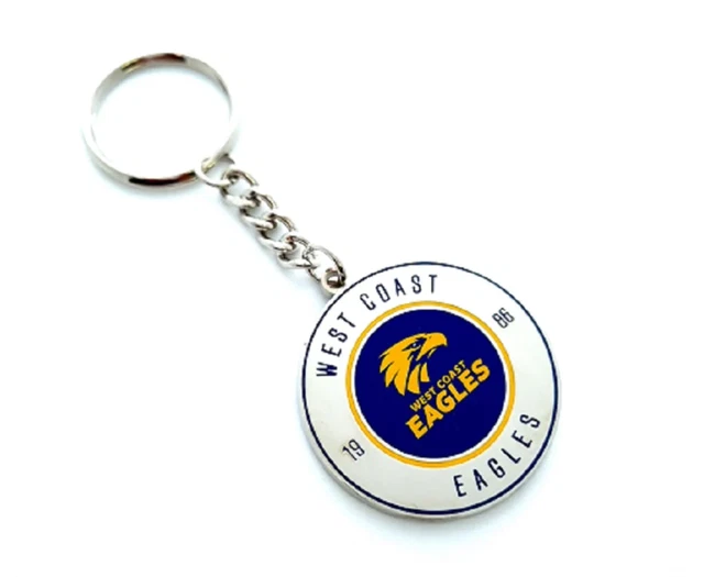 WEST COAST EAGLES Official AFL Logo Round Metal Keyring Engravable