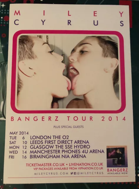 MILEY CYRUS Promo Flyer 'Bangerz UK Tour' 2014 - Collectable Concert Memorabilia