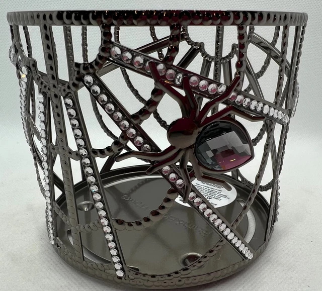 BATH & BODY Works Spider  3Wick Candle Holder Sequin From Halloween