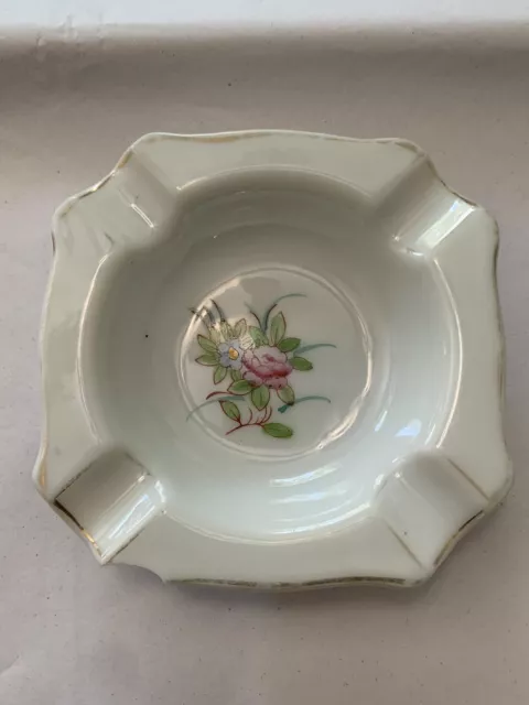 Vintage Ardalt Occupied Japan Floral Design Ashtray 3” Tobacciana Porcelain