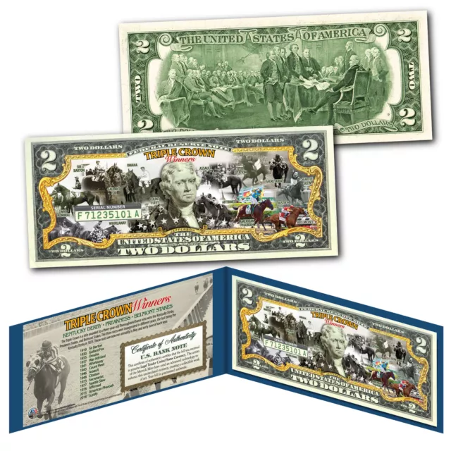 TRIPLE CROWN WINNERS Thoroughbred Horse Racing OFFICIAL Legal Tender US $2 Bill