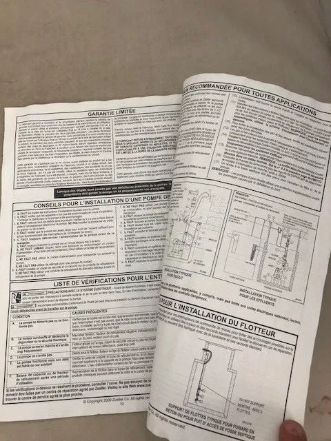 Instructions d'installation de la société de pompe Zoeller 3