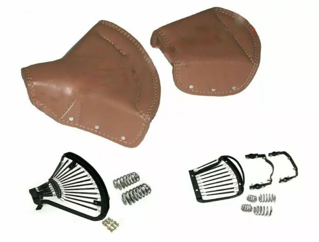 Asiento trasero delantero de cuero sintético bronceado para Royal Enfield...