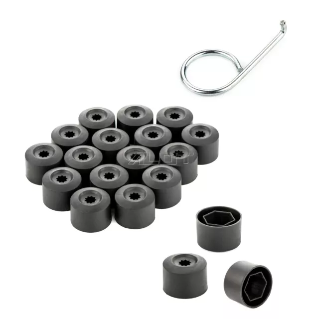 20x Abdeckkappen Radschraubenkappen Radschrauben schwarz 17mm für VW LUPO PASSAT 2