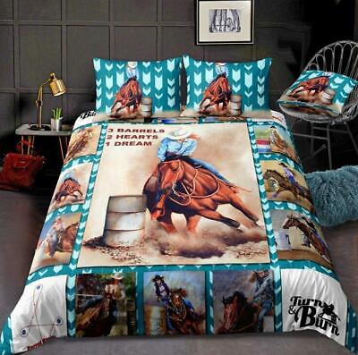 3D West Cowboy Horse Bedding Set Comforter Cover Duvet Cover Pillow Case Lattice