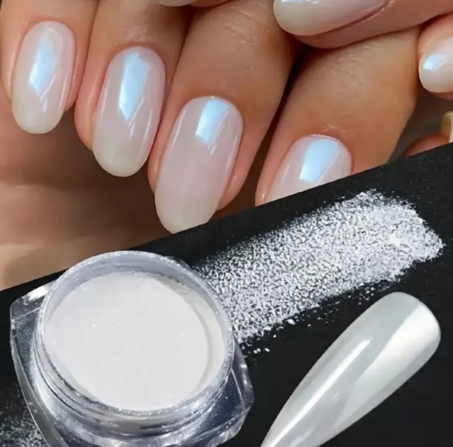 White Pearl Chrome Nail Powder Glitter Art Powder Dust Glimmer Hot Nails Premium