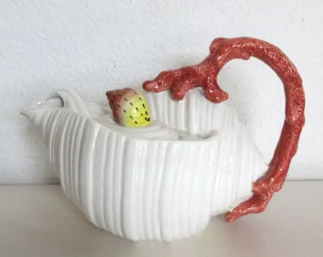 Fitz & Floyd 1989 Oceana Conch Shell Teapot with Coral Handle