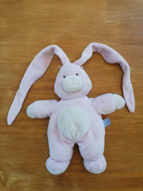 Doudou Peluche Gipsy Lapin Rose Blanc  26 Cm