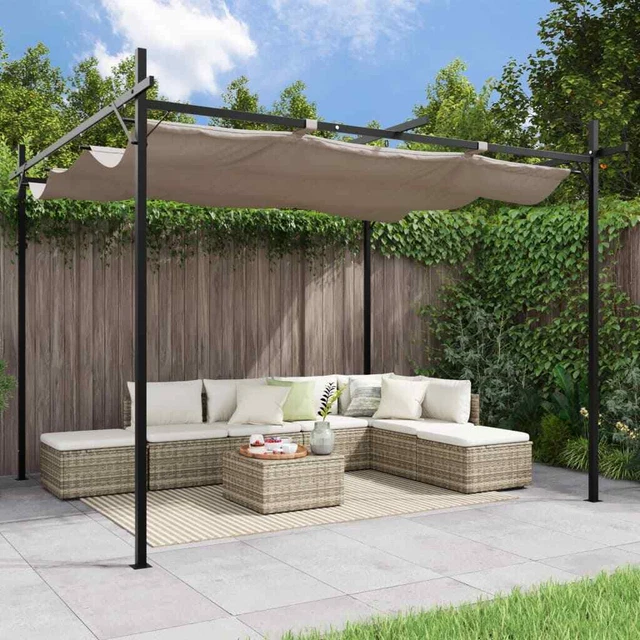 Pergola mit Schiebedach Pavillon Überdachung Vordach Sonnnenschutz vidaXL