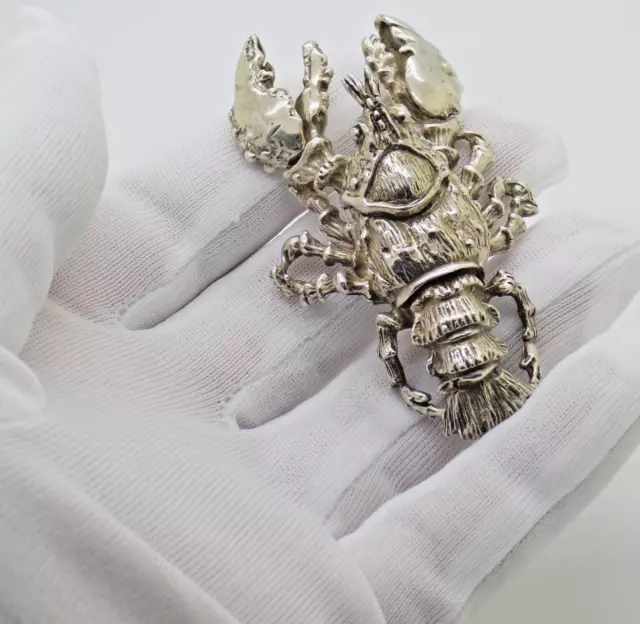 Vintage IN Argento Massiccio Italiano Fatto Moschettone Grande Statuina Timbrato