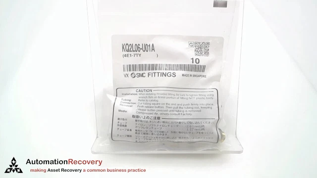 Smc Kq2L06-U01A - Pack Of 10, Pneumatic Elbow Fitting, New #309446
