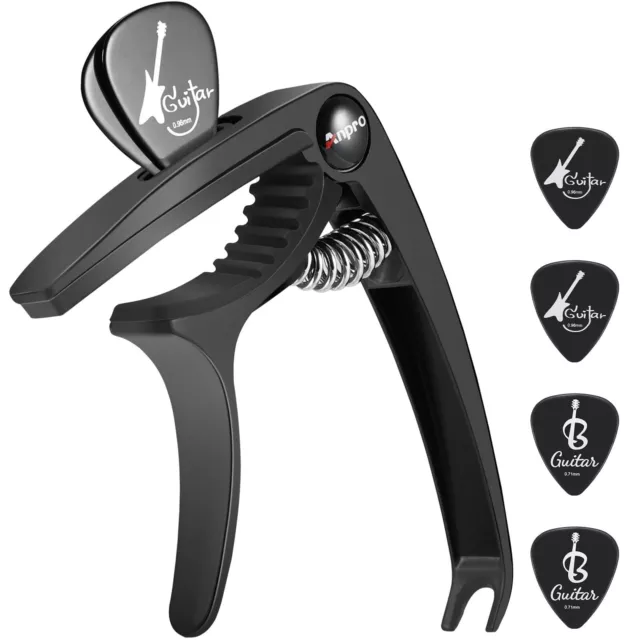 Guitar Capo, with Pick Holder and 6 Picks for Acoustic and Electric Guitar,