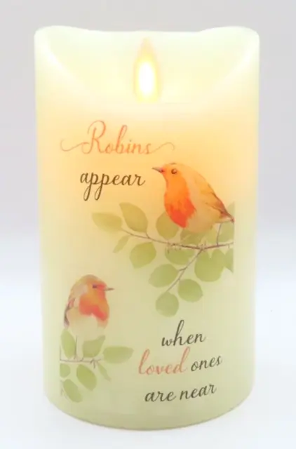 Robin with Sentimental Verse LED Wax Candle with Flickering Flame 12 CM Gift