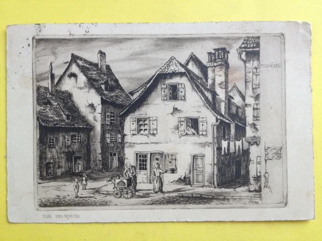 cpa GRAVURE EAU FORTE DESSIN Alsace 68 - MULHOUSE Haut Rhin Rue des RABBINS