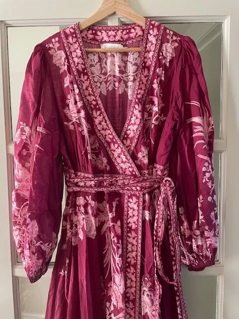 STUNNING ZIMMERMANN RUBY TIGGY FLORAL WRAP DRESS SIZE 3 AUD 14 US 10 -Worn once