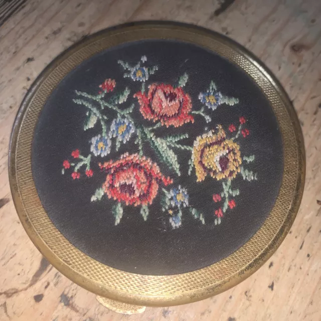 Vintage Petit  Point Ladies Mirrored Compact