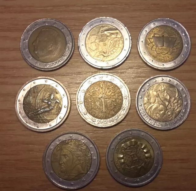 8x 2 Euro Münzen, Sammlung, selten, evtl. Fehlprägungen?