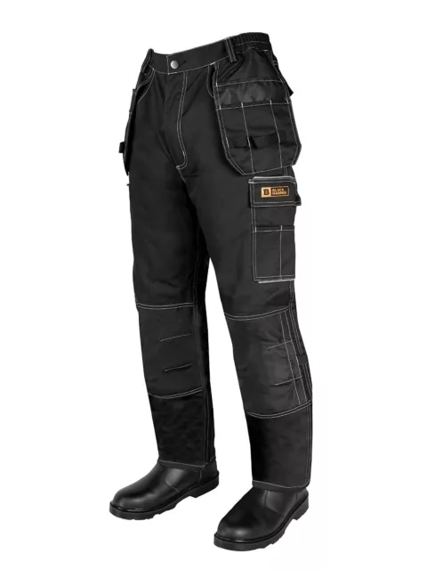 Black Hammer Mens Work Trousers Elasticated Waist 32W 33L Safety Utility Combat