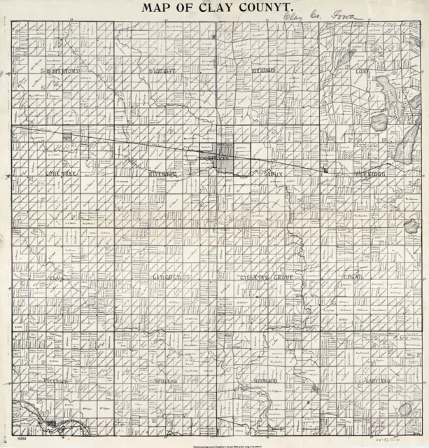 1896 Farm Line Map of Clay County Iowa