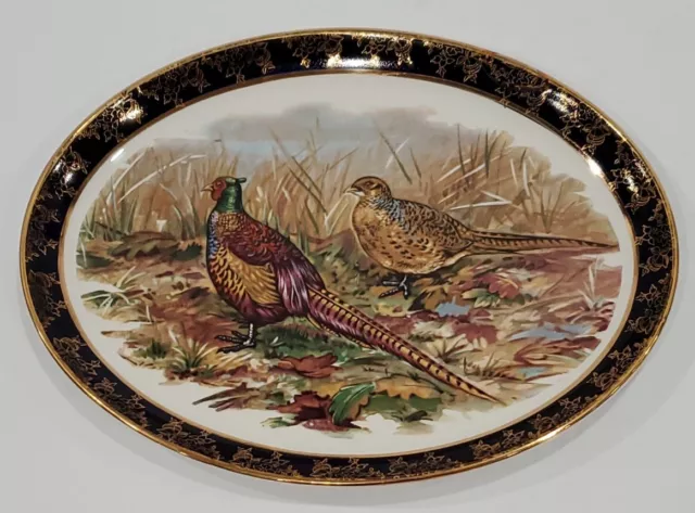 Stunning Weatherby Hanley England Royal Falcon Ware Oval Plate Platter Pheasants