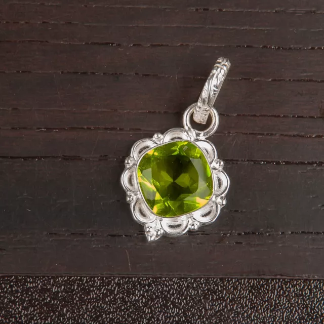 Natural Peridot Gemstone Pendant GREEN 925 Sterling Silver Indian Jewelry 3