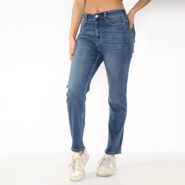 Womens Magic Shaping Jeans Straight Leg Stretch High Waisted Ladies Denim Pants