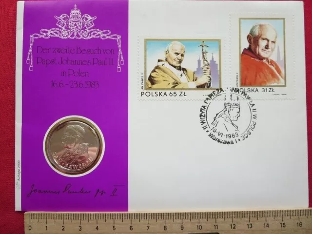 Münzbrief Numisbrief - Polen 100 Zloty 1982 - Visite von Johannes Paul II UNC