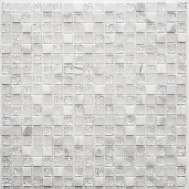 Mosaïque de cristal argenté translucide - 10 feuilles de mosaïque