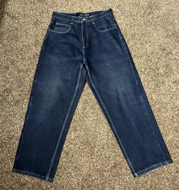 VINTAGE Y2K SOUTH POLE Baggy Wide Leg Jeans Size 34x32 Red Tab JNCO ...