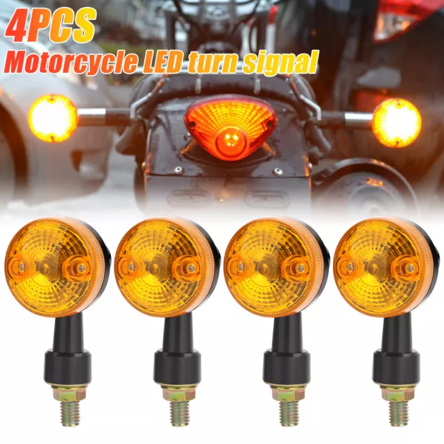 4X Motorcycle Turn Signals Blinker Light Black Amber For Yamaha Kawasaki Honda