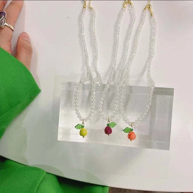 Collar de resina elástico con cuentas forma de fruta pulsera accesorios joyería anillo