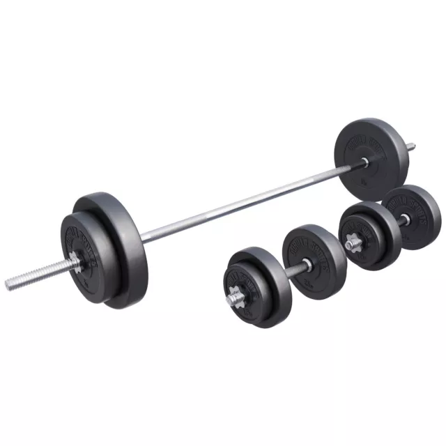 GORILLA SPORTS® Hantelset 60kg Gewichte Langhantelstange Kurzhanteln Hantel Set