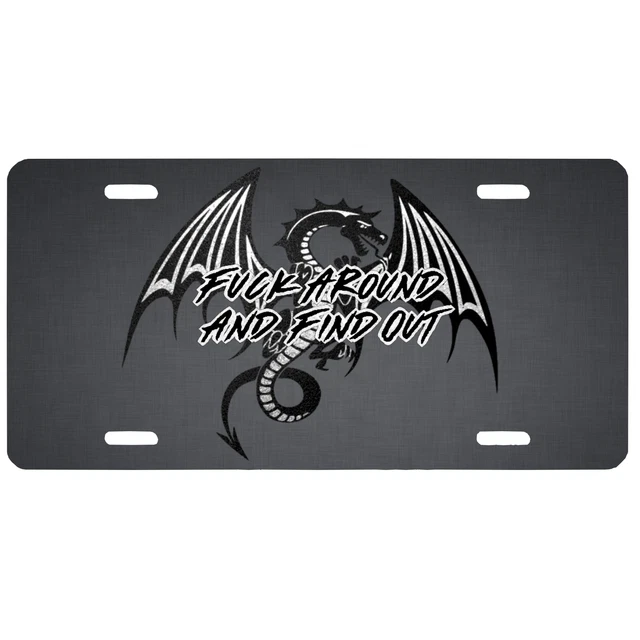 Dragon vanity aluminum vehicle license plate car truck SUV tag black