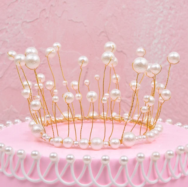 PRETYZOOM Unique Mini Crown Cake Topper Rhinestones Tin Alloy Design For Women's Birthday Decorations