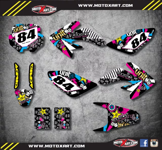 Custom Graphics, Full Kit For Honda CRF 70 2003 - 2011 RUSH Style Stickers