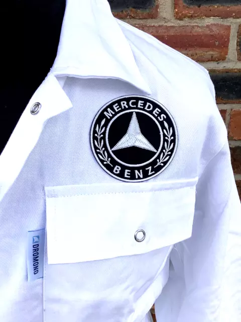 Tuta caldaia con marchio Mercedes retrò classica Goodwood Revival 36" circonferenza petto 100% cotone