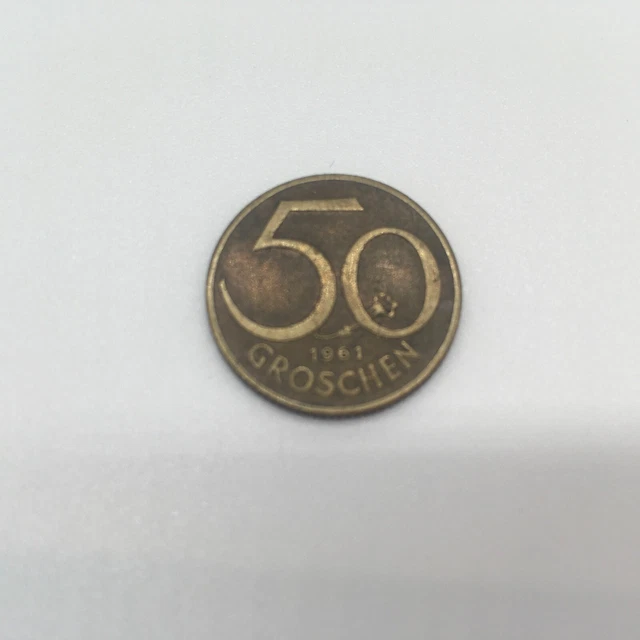 Austria 1961  50 Groschen Aluminum-Bronze Coin Austrian Shield Good Circulated