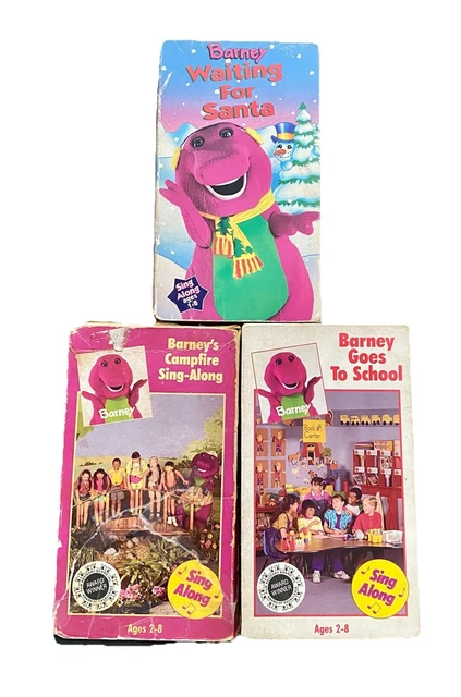 VINTAGE BARNEY VHS Lot Waiting For Santa, Goes To School, Campfire Sing