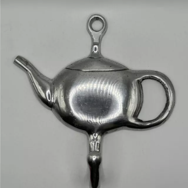 Vintage Metal  Aluminum  Teapot Design Wall Hook Apron Hanger