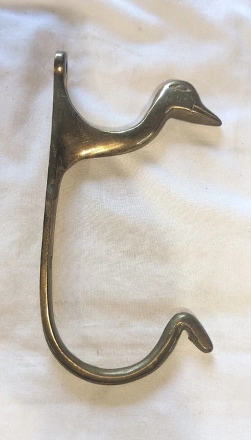 Vintage Brass Wall Mounted Wall Double COAT HAT HOOK Duck Goose Head