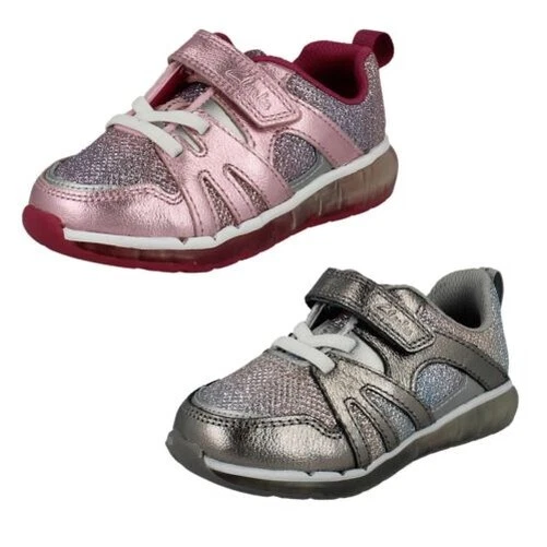 Ragazze Clarks Glomove Gancio E Anello Scarpe Sportive Scintilla Scintillante