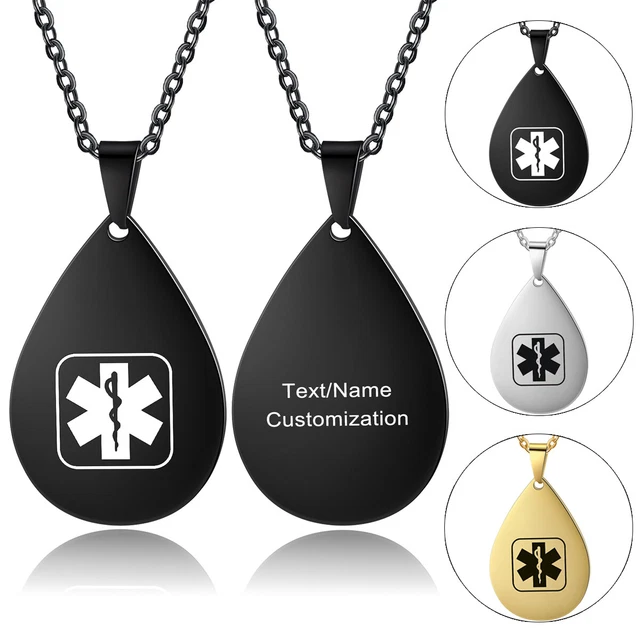 Collar Colgante Personalizado Alerta Médica Identificación Perro Etiquetas Perro Supervivencia a Emergencias