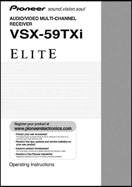 Pioneer VSX-59TXi Receiver Owner's Manual - 32lb paper & heavyweight covers