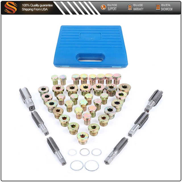 Oil Pan Thread Repair Kit 114pcs Sump Gearbox Drain Plug Tool Set M13 - M22