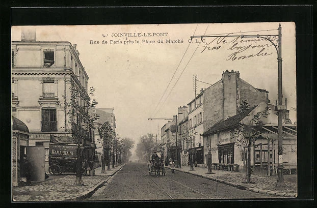 CPA Joinville-le-Pont, Rue de Paris près la Place du Marché