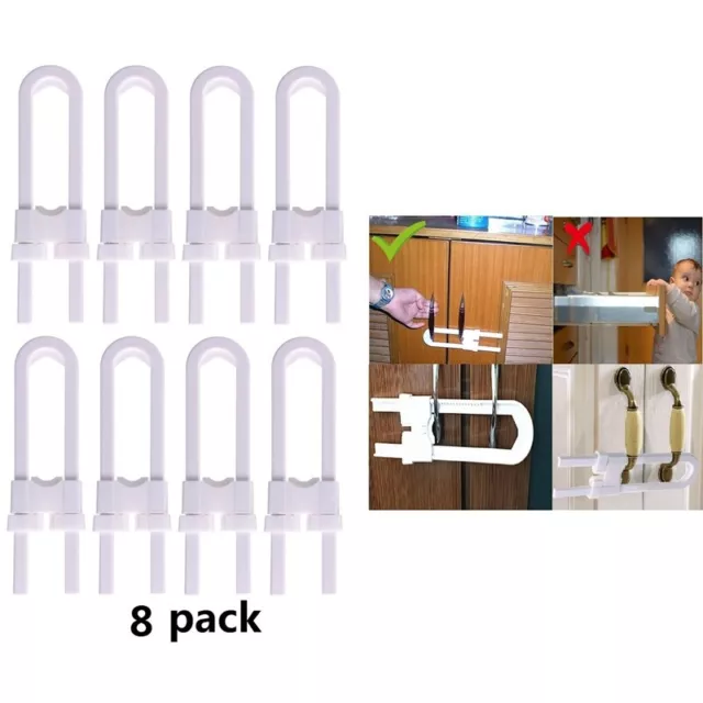 8Pcs/Set U-Shaped Lock Child Safety Cabinet Latches Kid Baby Closet Kitchen2673